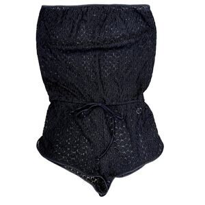 Victoria’s Secret Black Lace Crochet Dolphin Hem Beach Cover Up Romper Medium